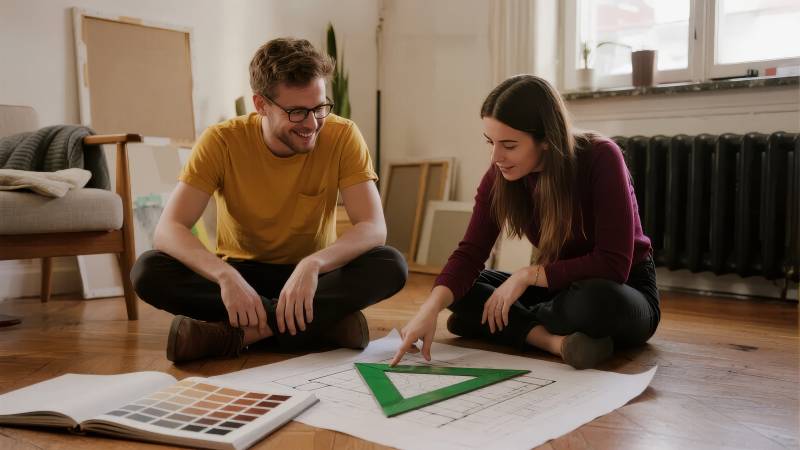 情侣共绘家居设计图片