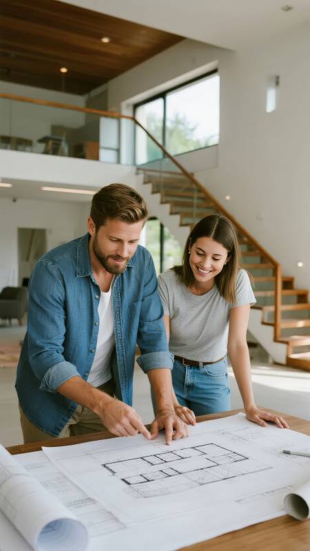 夫妻共绘家居蓝本图片