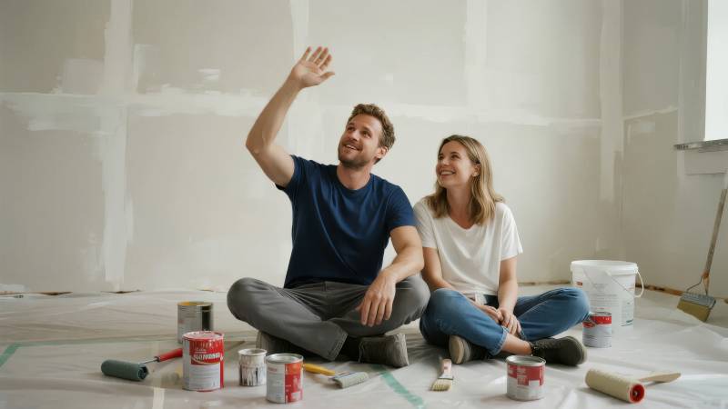 夫妻装修新家图片