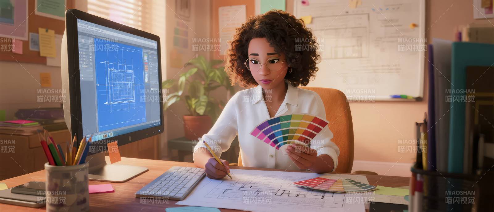 设计师专注工作图片