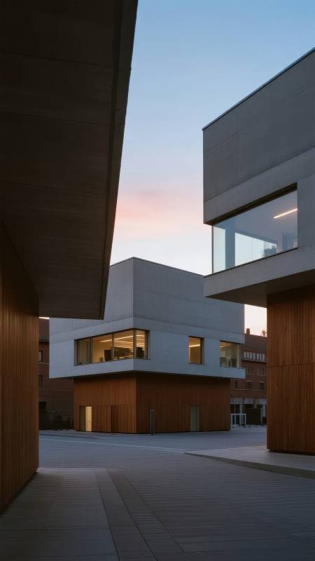 现代建筑黄昏景图片