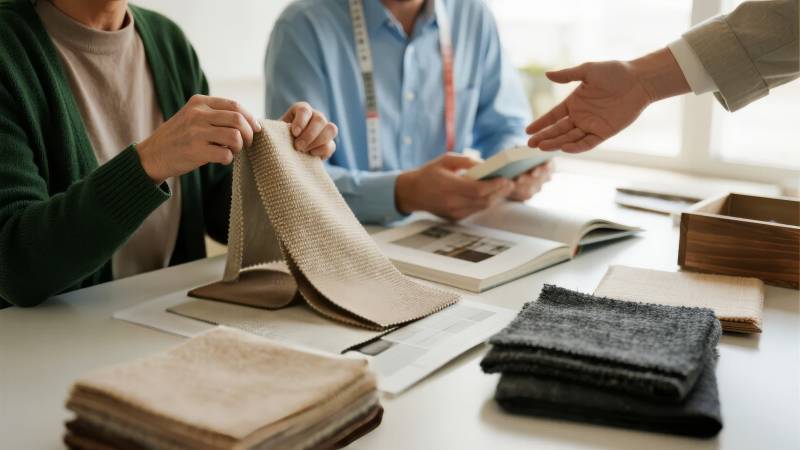 布料挑选现场图片