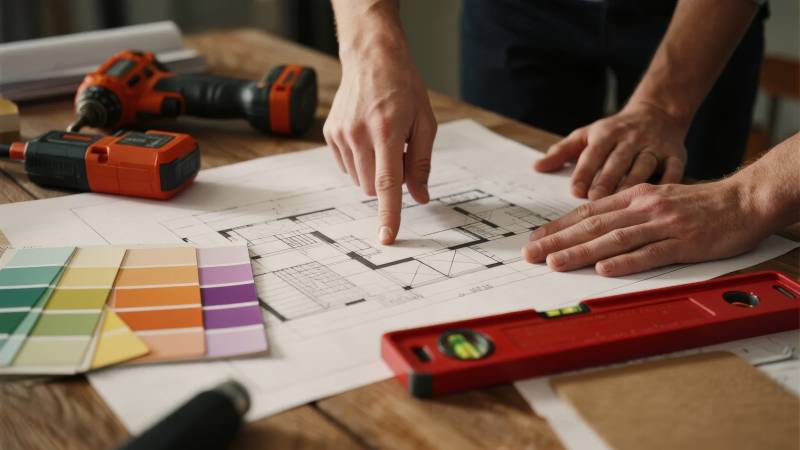 设计图纸讨论现场图片