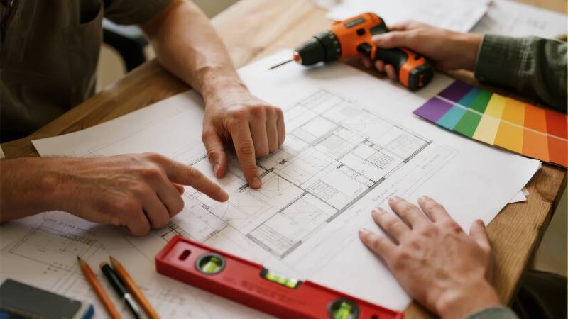 设计图纸讨论现场图片