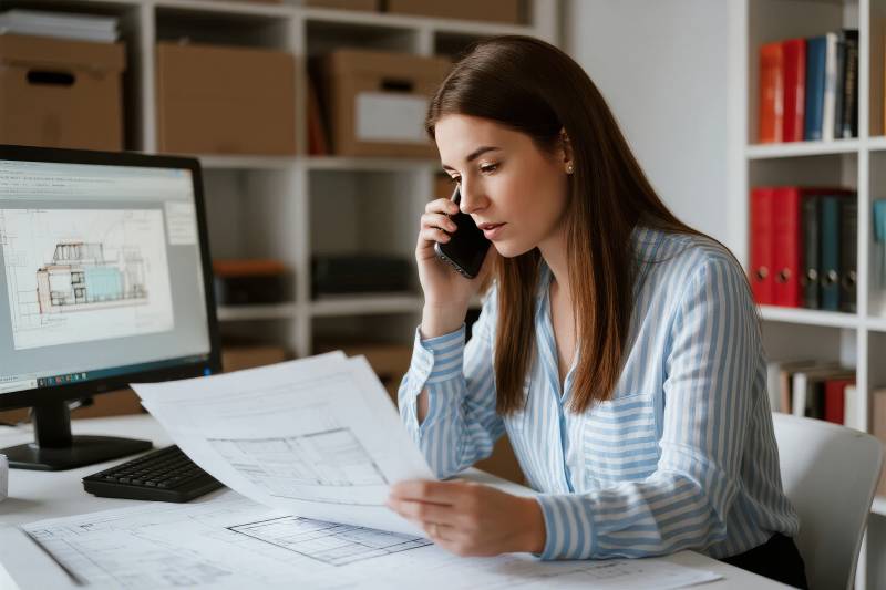 职场女性办公通话图片