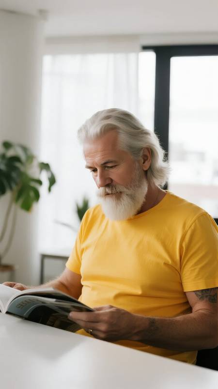 银发老人阅读时光图片