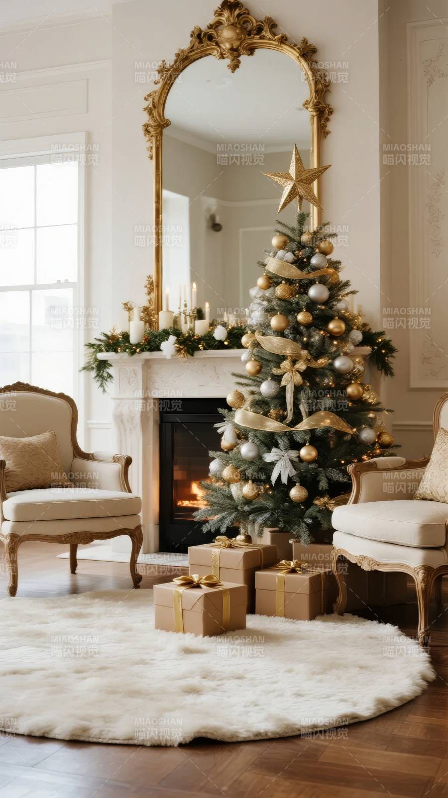 圣诞树下的温馨角落图片