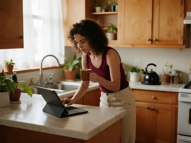 厨房里的专注时光图片