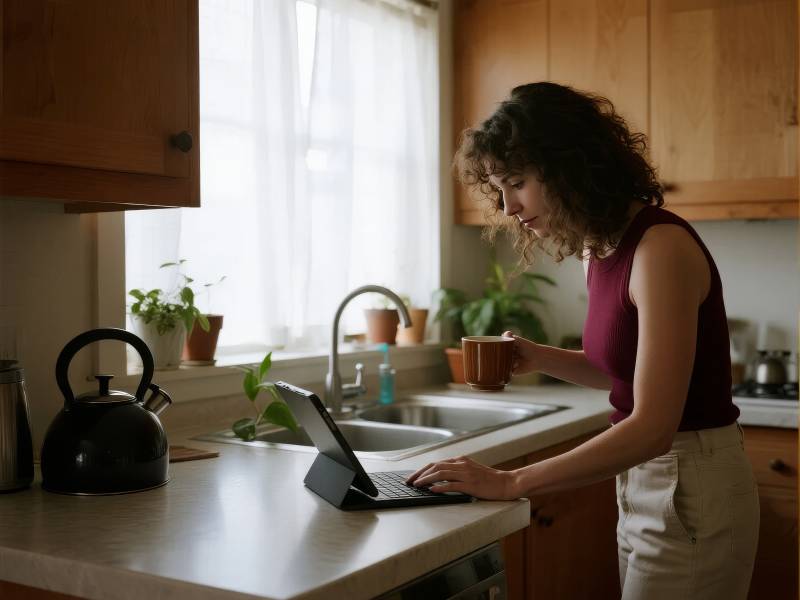 厨房里的专注时光图片