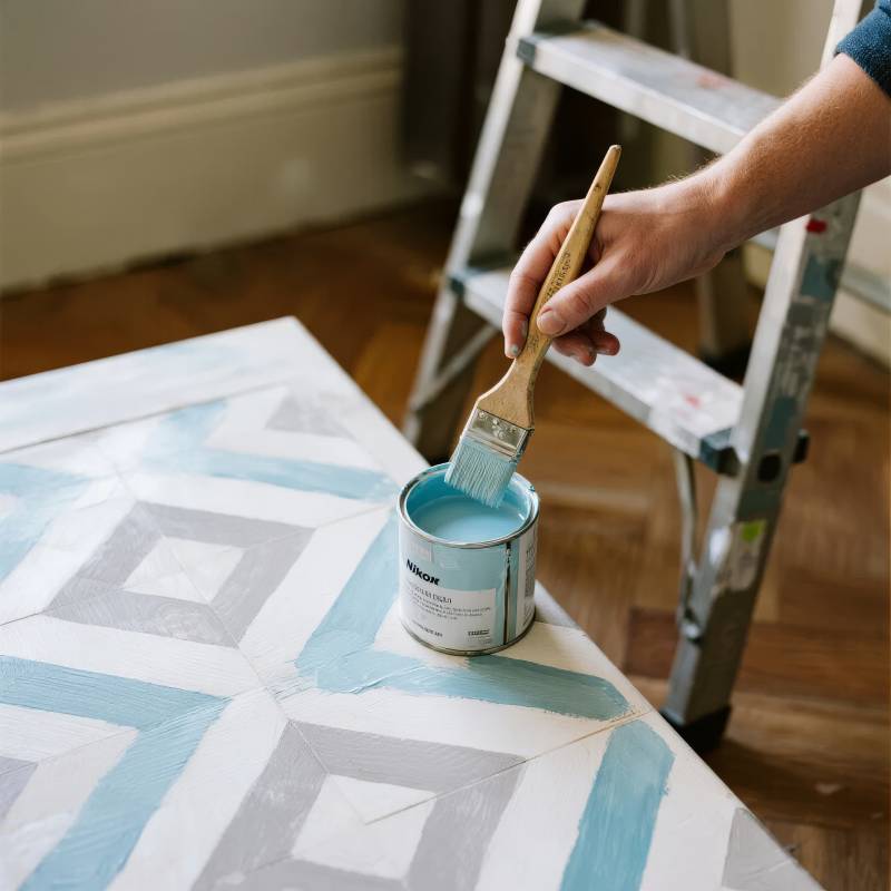 手绘几何图案桌布图片