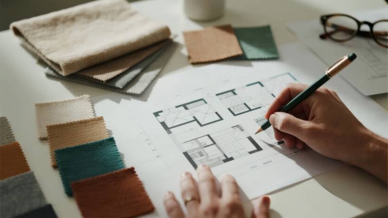 设计图纸与布料搭配图片