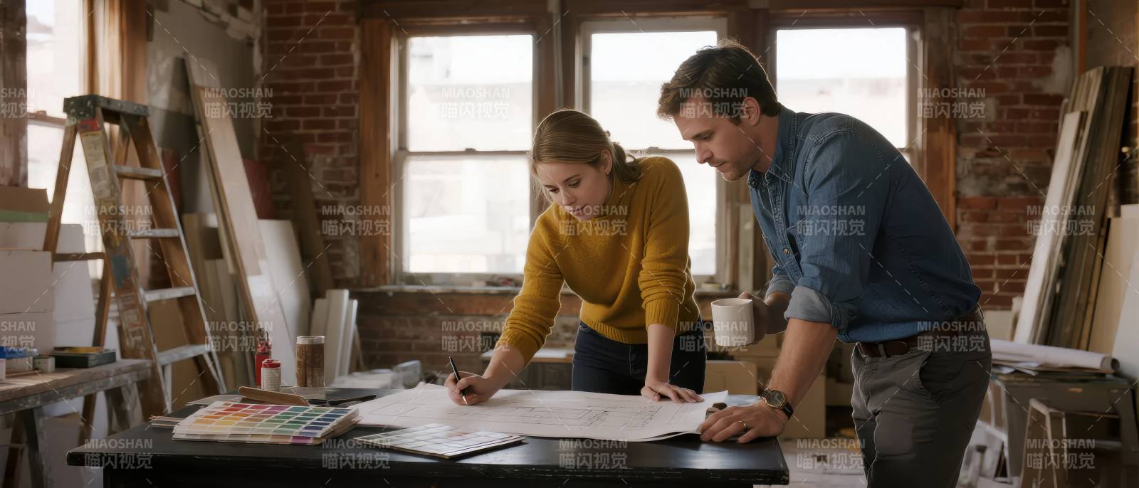 夫妻共绘装修图图片