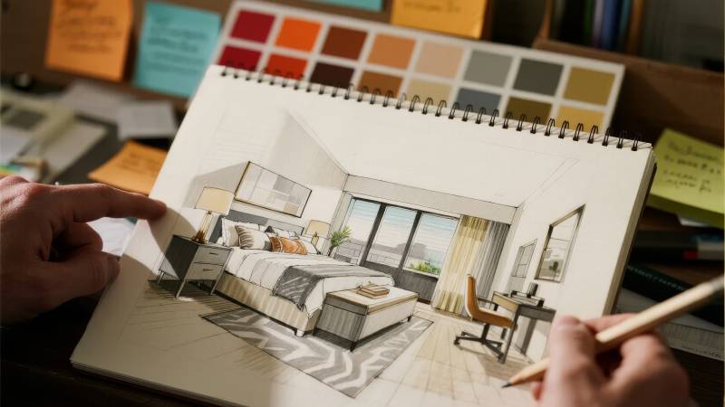 卧室设计手绘图图片