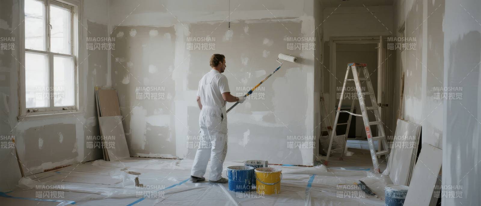 室内装修刷墙现场图片