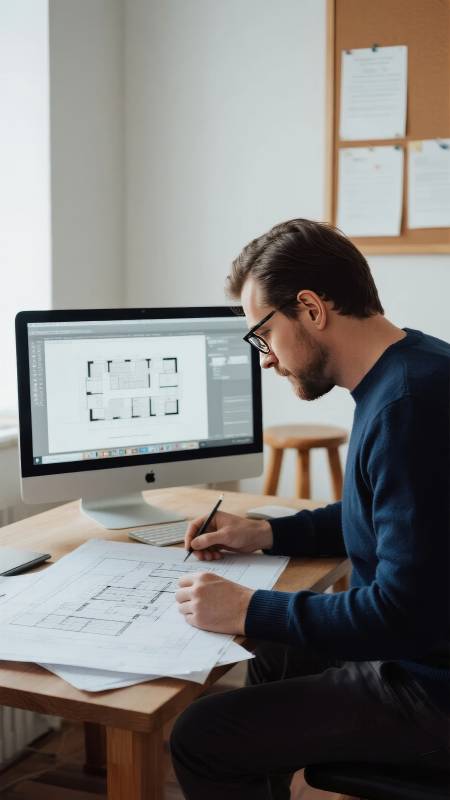 设计师专注绘图图片