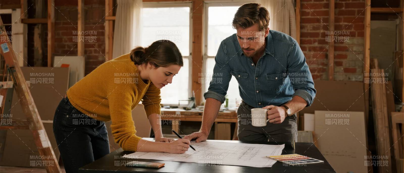 夫妻共绘装修图图片