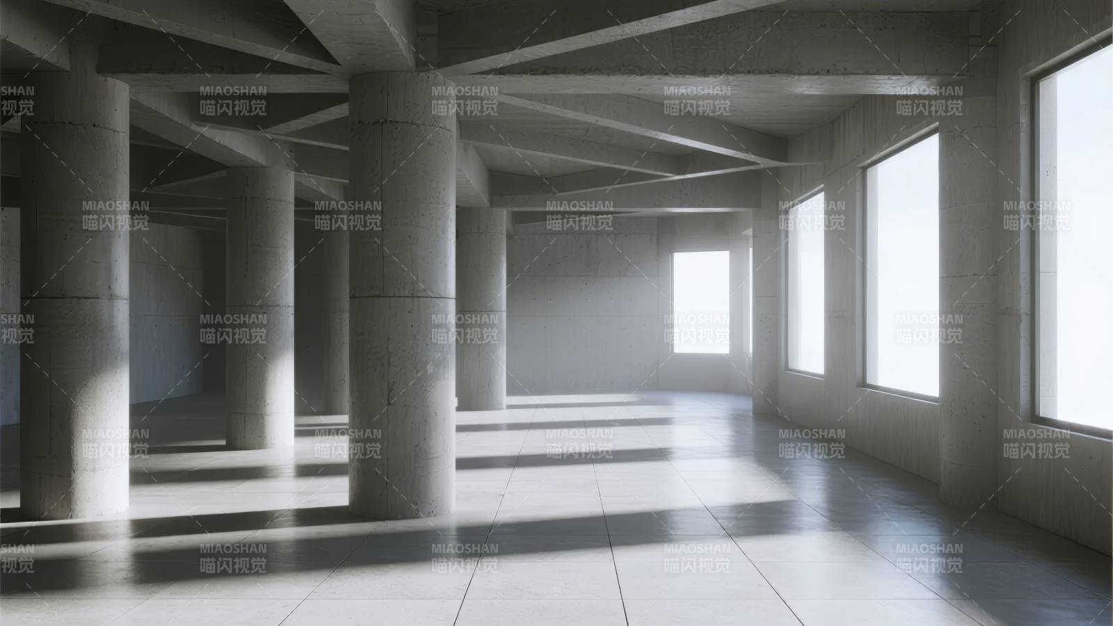 空旷的混凝土大厅图片