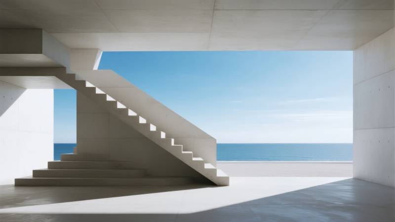 海景楼梯光影图片