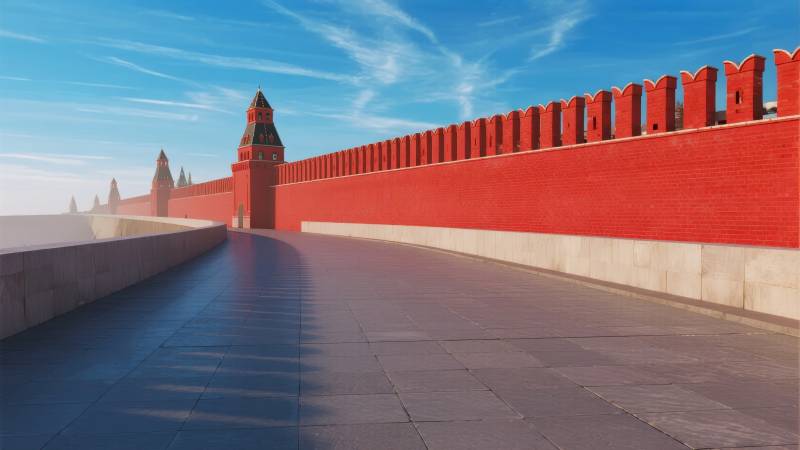 红墙映蓝天图片