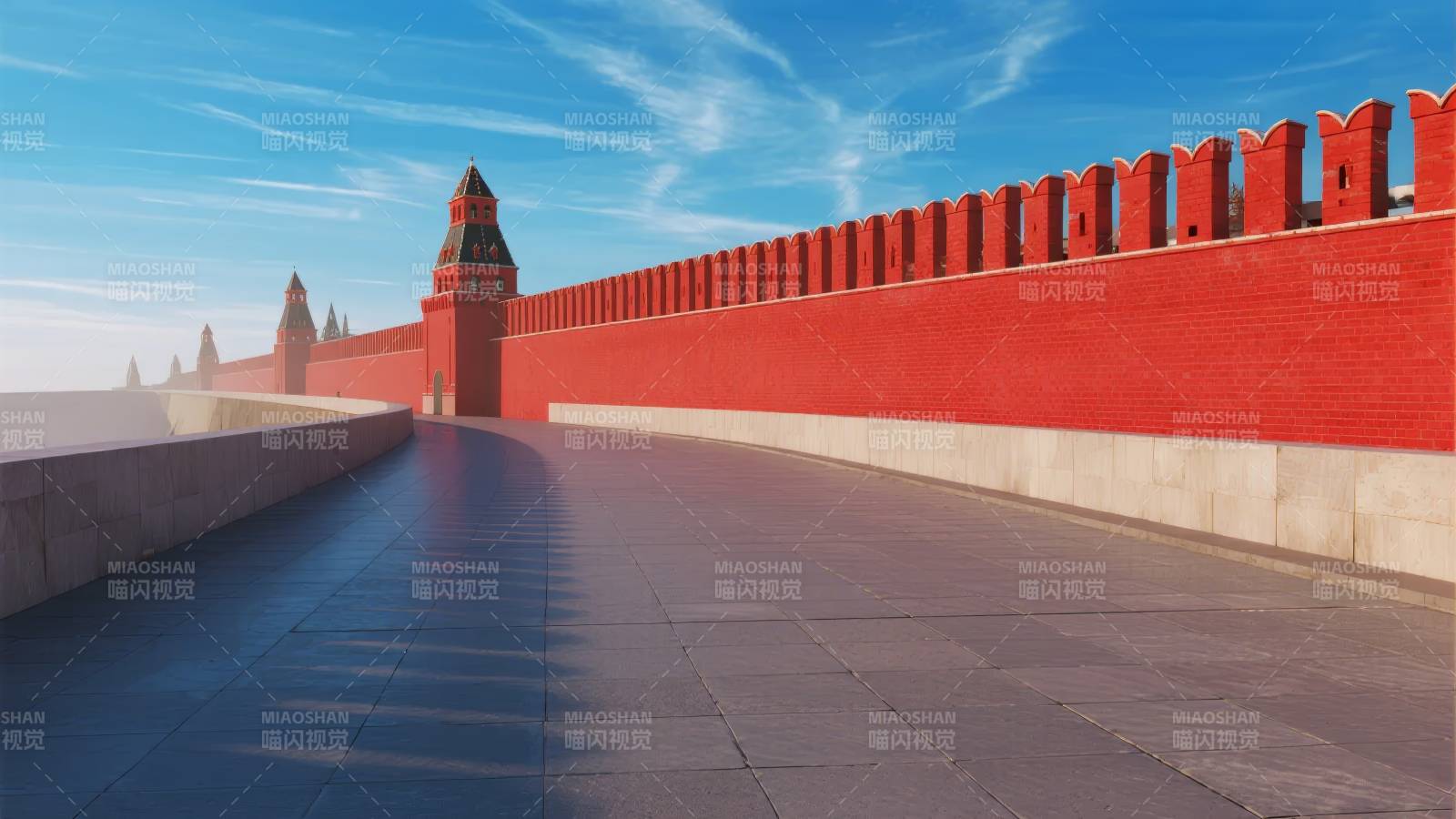 红墙映蓝天图片