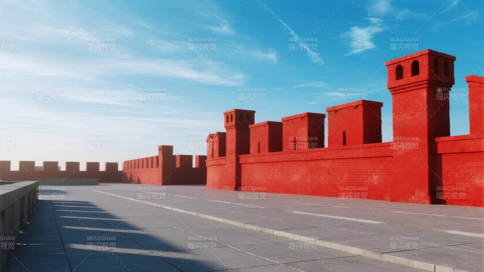 红墙古韵 蓝天映衬图片