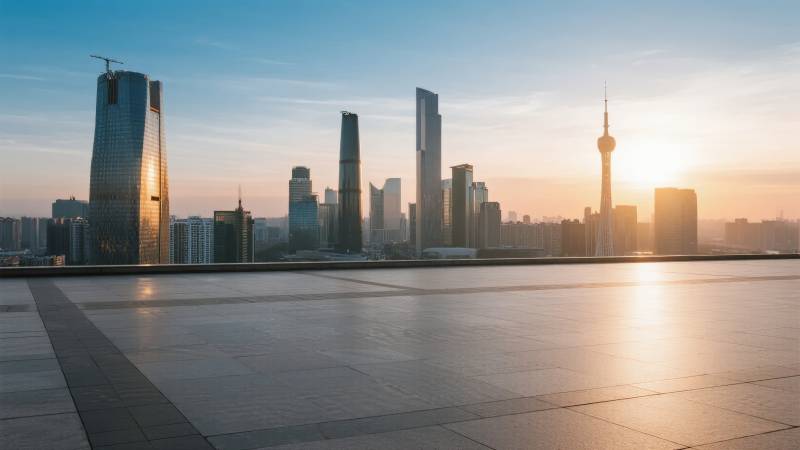 城市晨曦天际线图片