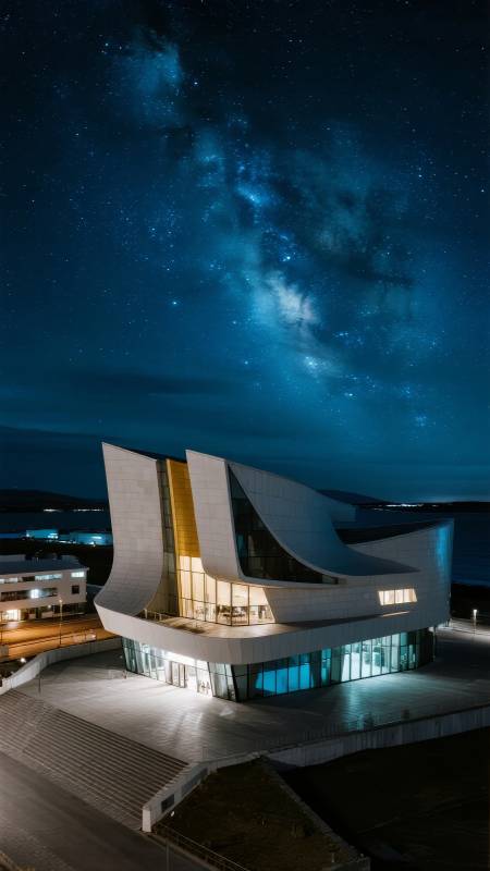 星夜下的现代建筑图片