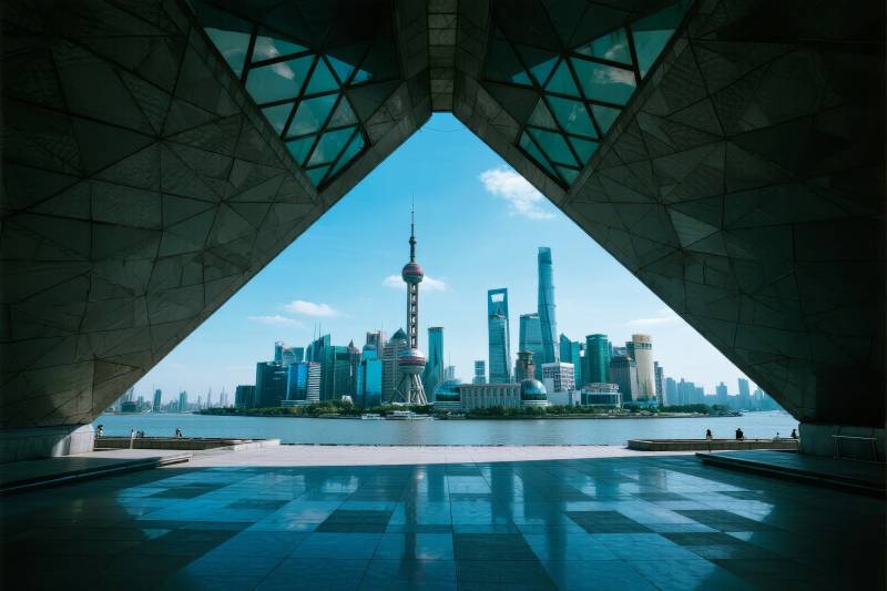 上海天际线倒影图片