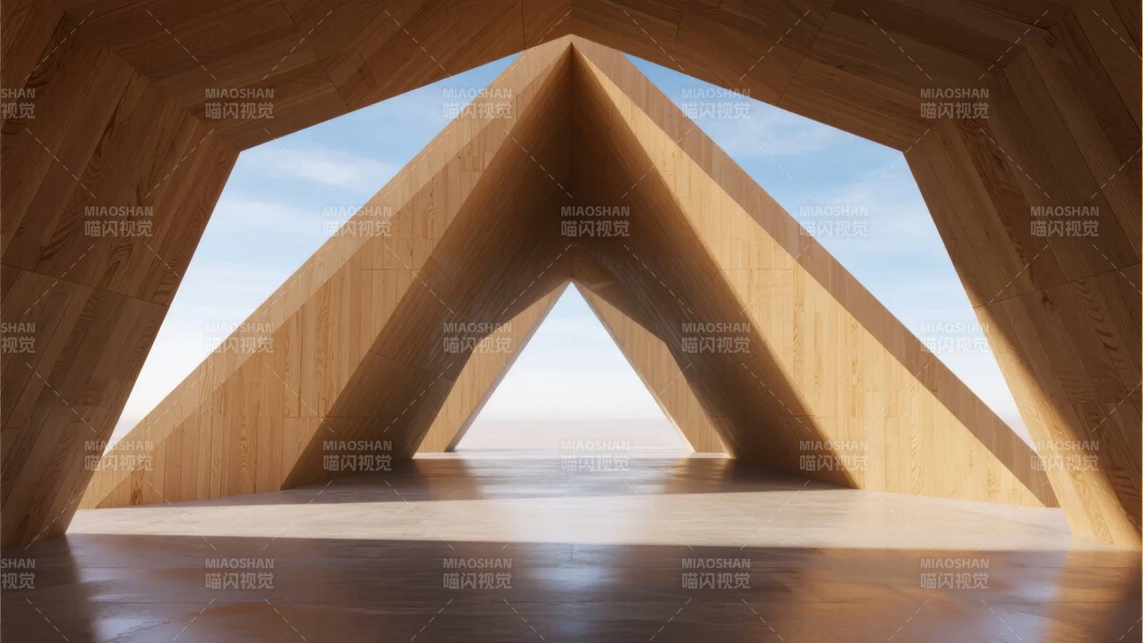 木质三角窗景图片