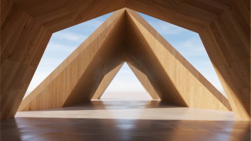 木质三角窗景图片