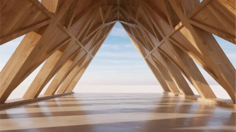 木构穹顶观天际图片