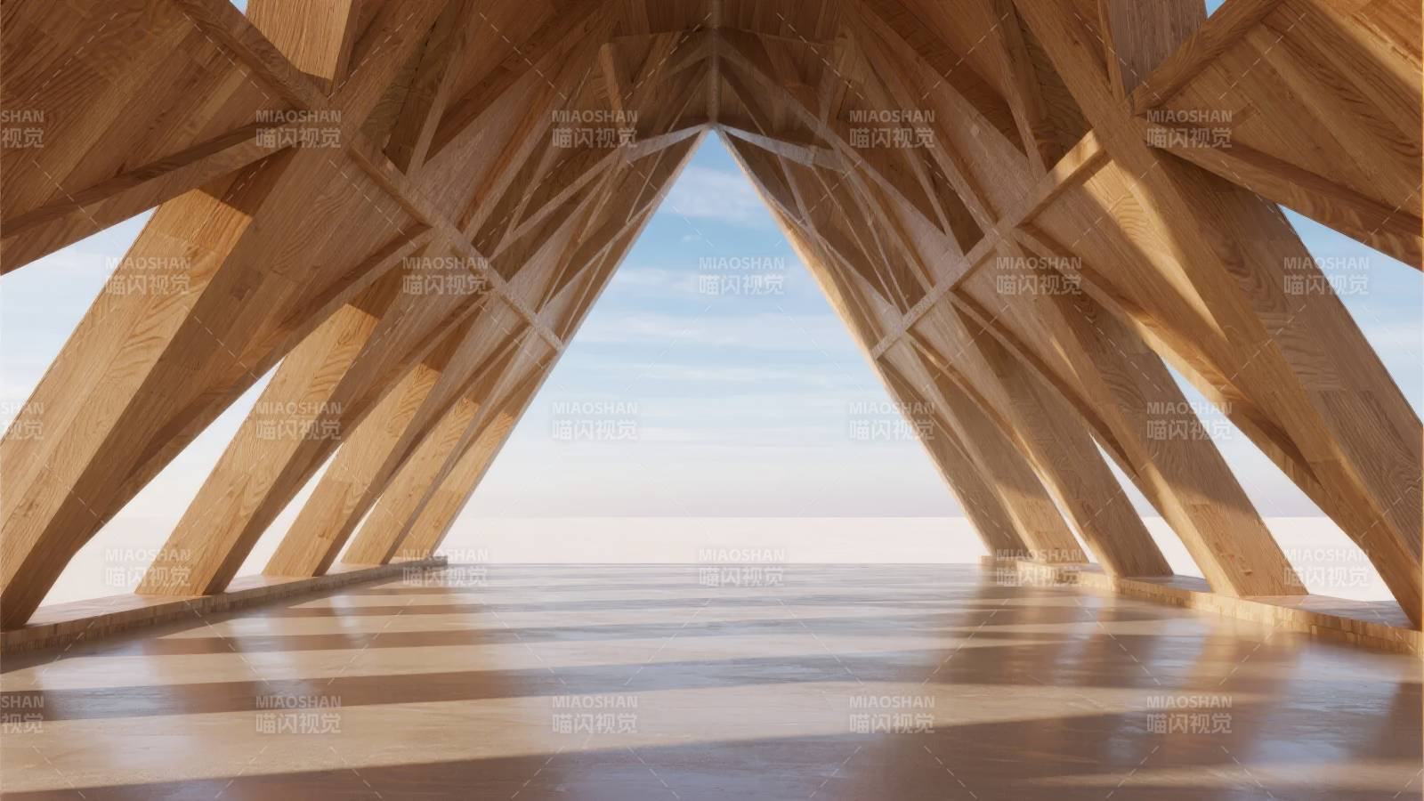 木构穹顶观天际图片
