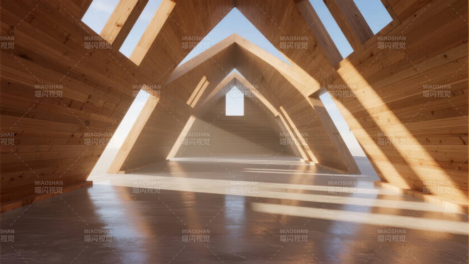 木质三角廊道图片