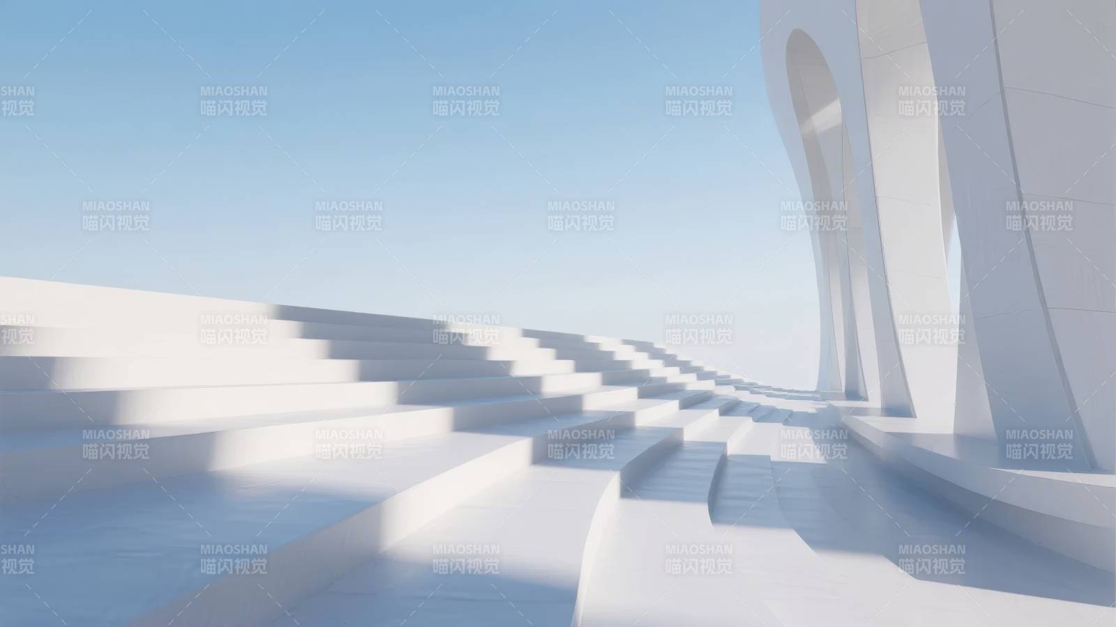 白色阶梯通向未来图片