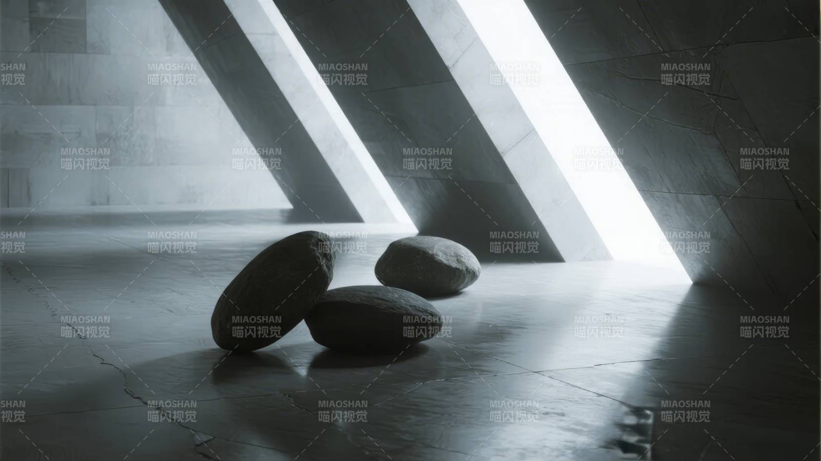 光影中的静谧石影图片