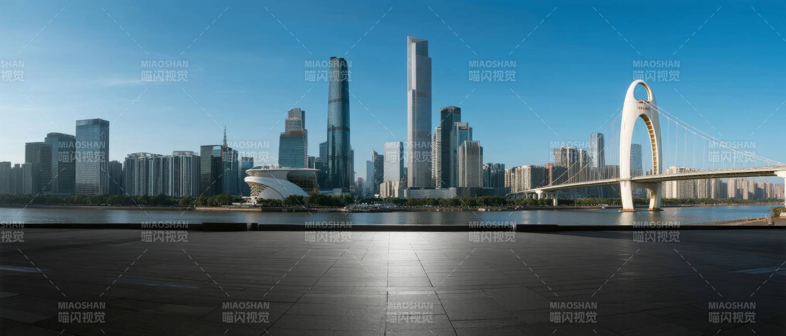 城市天际线与大桥图片