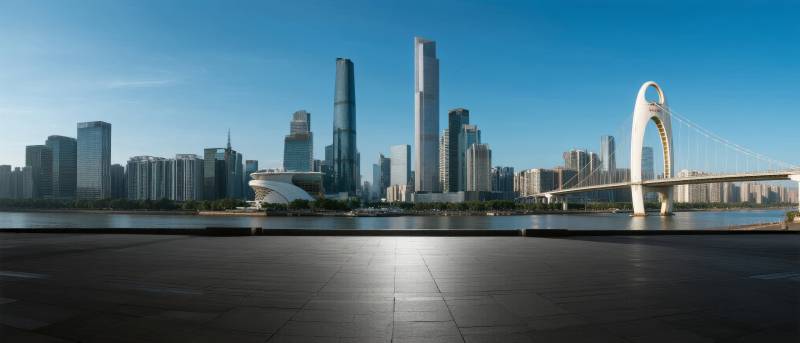 城市天际线与大桥图片