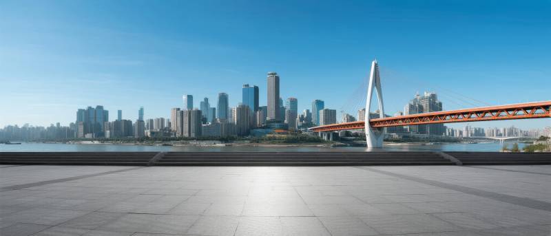 城市天际线与大桥图片