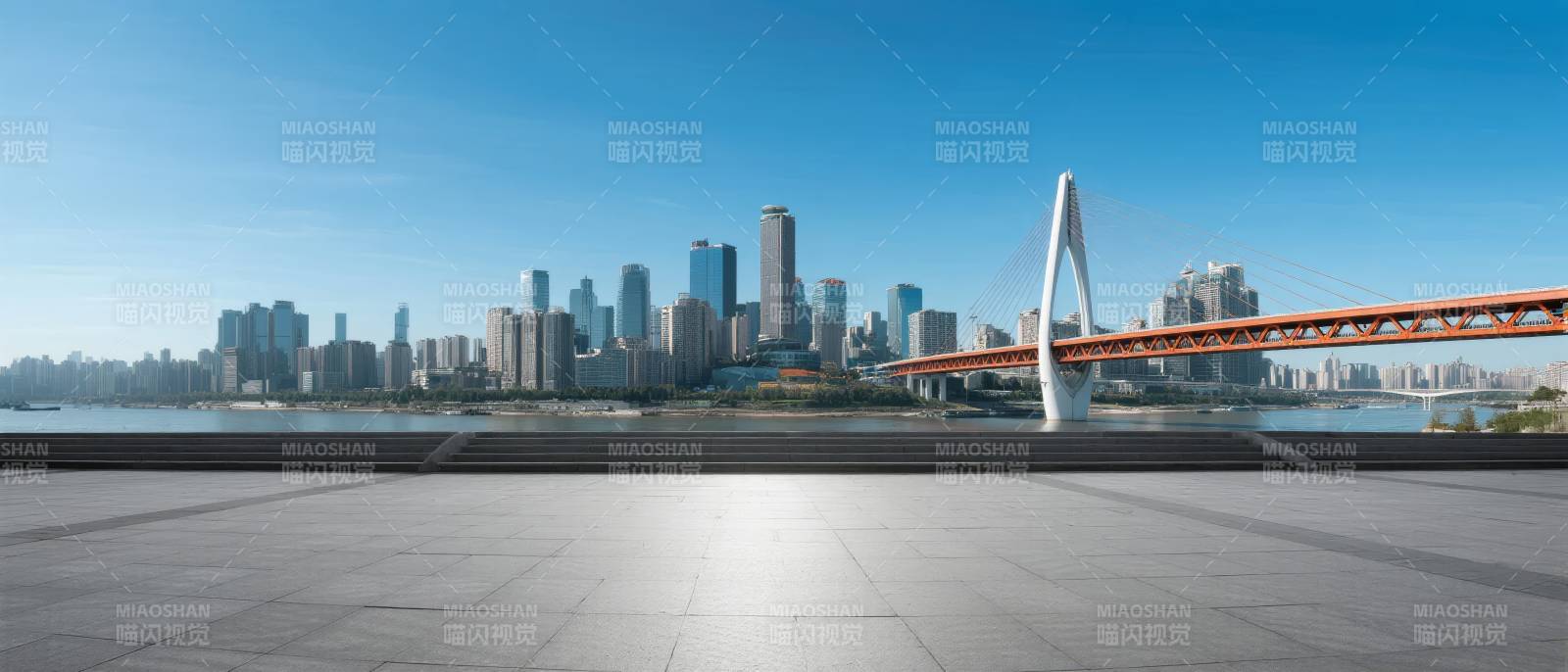 城市天际线与大桥图片