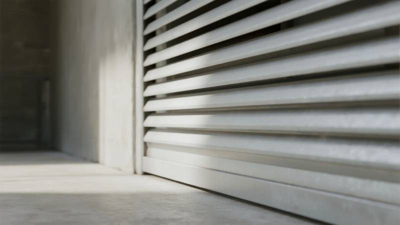 光影交错的金属门图片