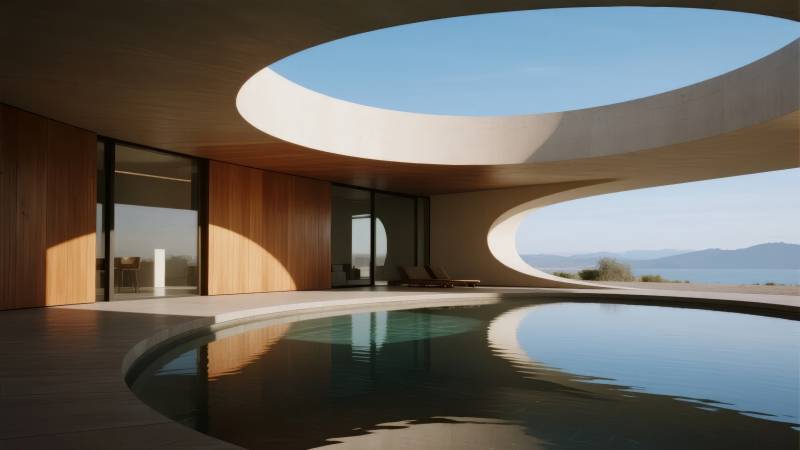 现代建筑泳池景观图片