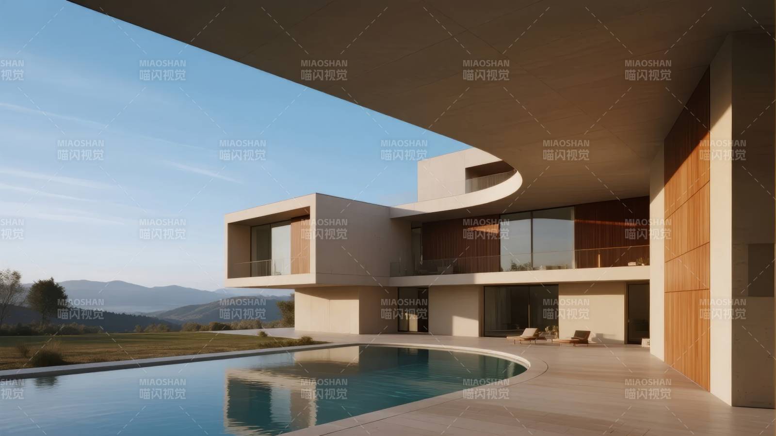 现代别墅泳池景观图片