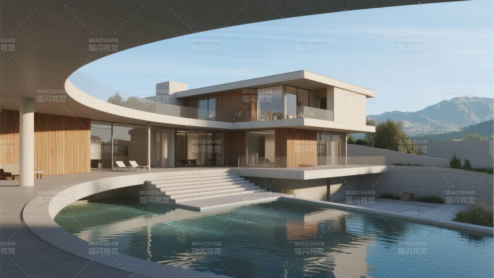 现代别墅泳池景观图片