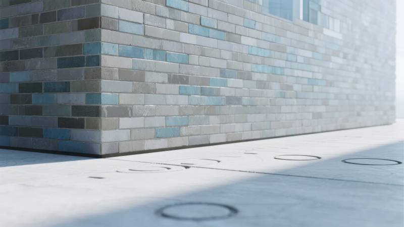 现代建筑砖墙光影图片