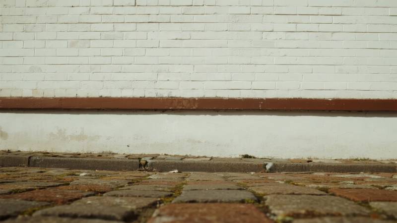 砖墙与石板路图片