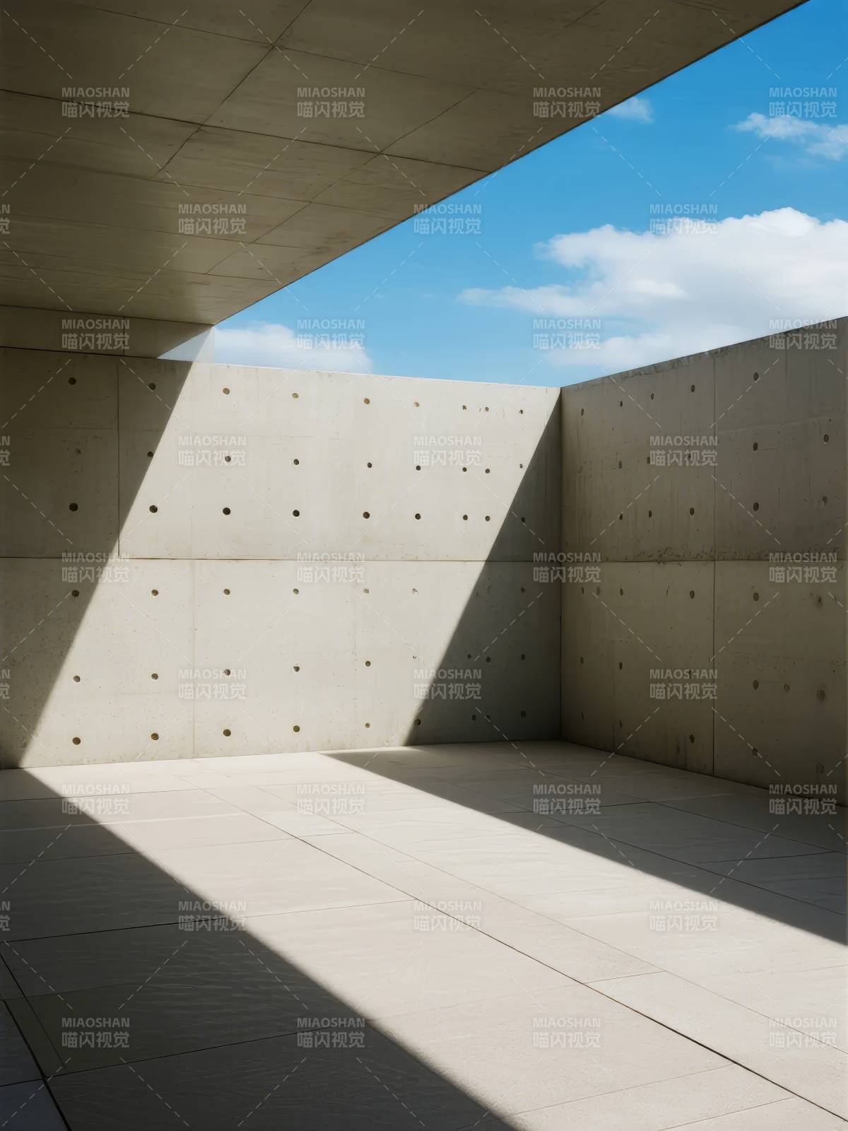 光影交错的混凝土空间图片