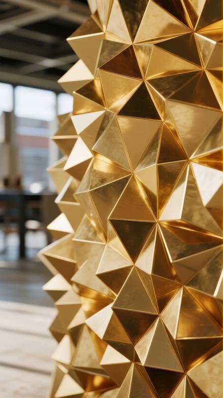 金色几何艺术墙图片