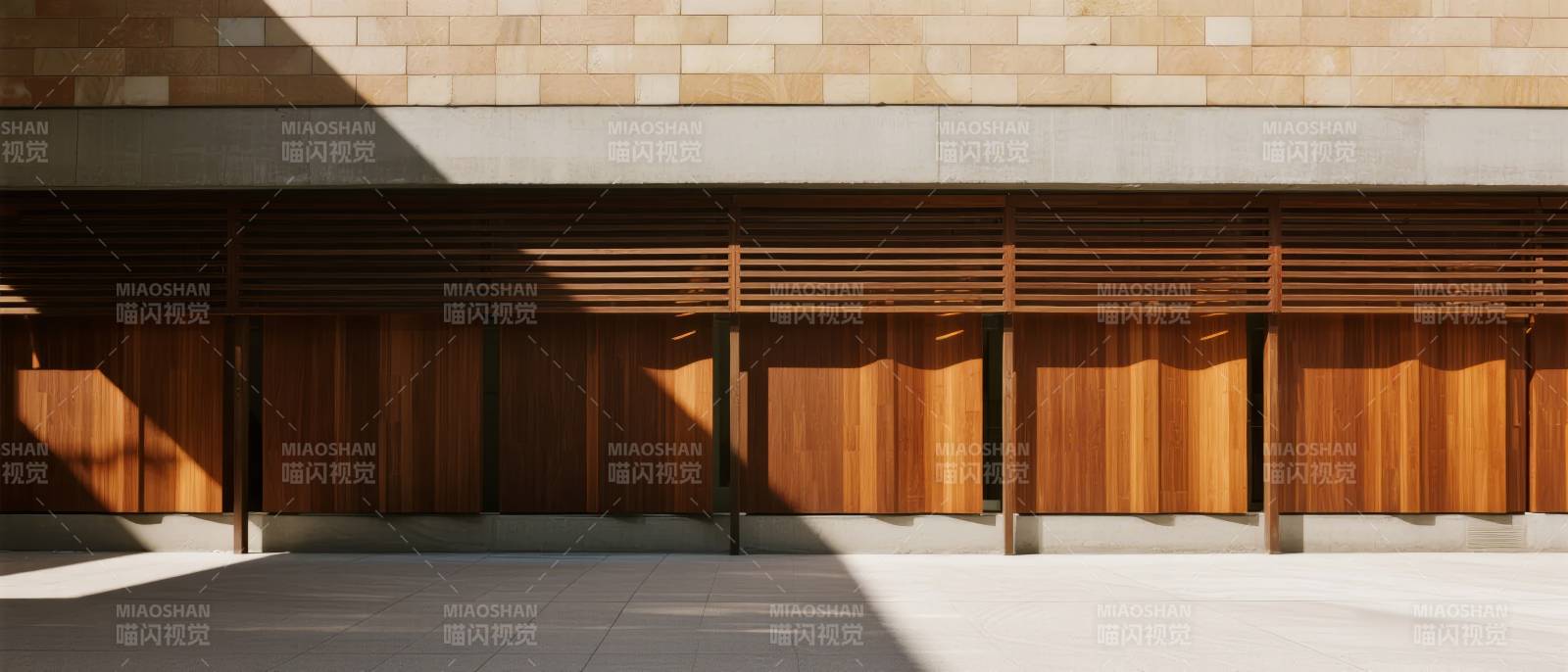 现代建筑木墙影图片