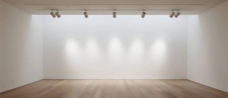 空旷展厅 灯光映墙图片