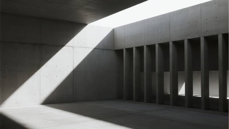 光影交错的混凝土空间图片